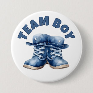 Team Boy Cute Little Blue Baby Boots Gender Reveal 7.5 Cm Round Badge