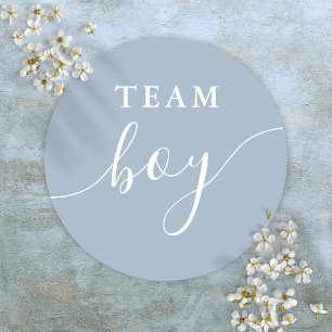 Team Boy Dusty Blue Gender Reveal Voting Classic Round Sticker