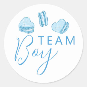 Team Boy Gender Reveal Blue Heart Voting Classic Round Sticker