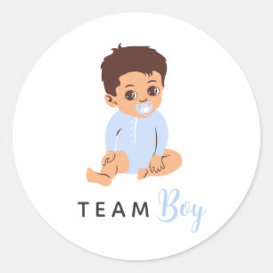 Team Boy Gender Reveal Blue Pacifier Baby Stickers