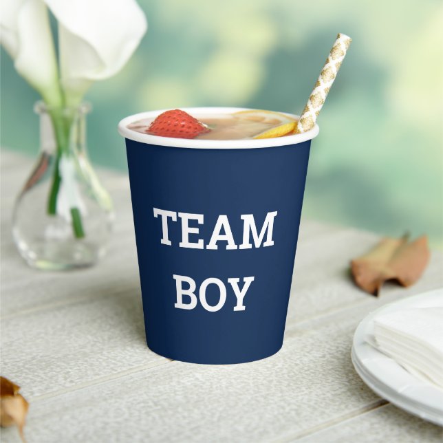 Team Boy Gender Reveal Paper Cups (Insitu)
