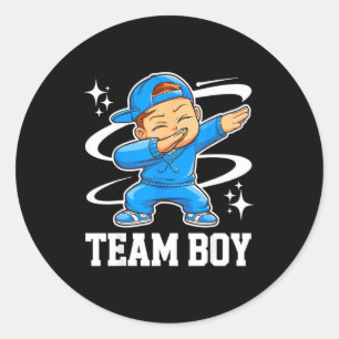 Team Boy Gender Reveal Party Baby Announcement  Classic Round Sticker