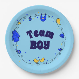 Team Boy Gender Reveal Party Plates