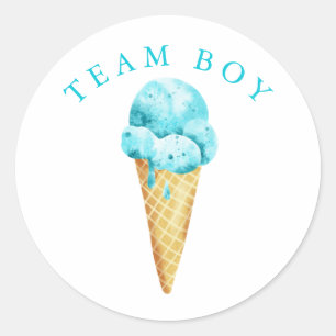 Team Boy Gender Reveal Party Vote Ice Cream Classic Round Sticker