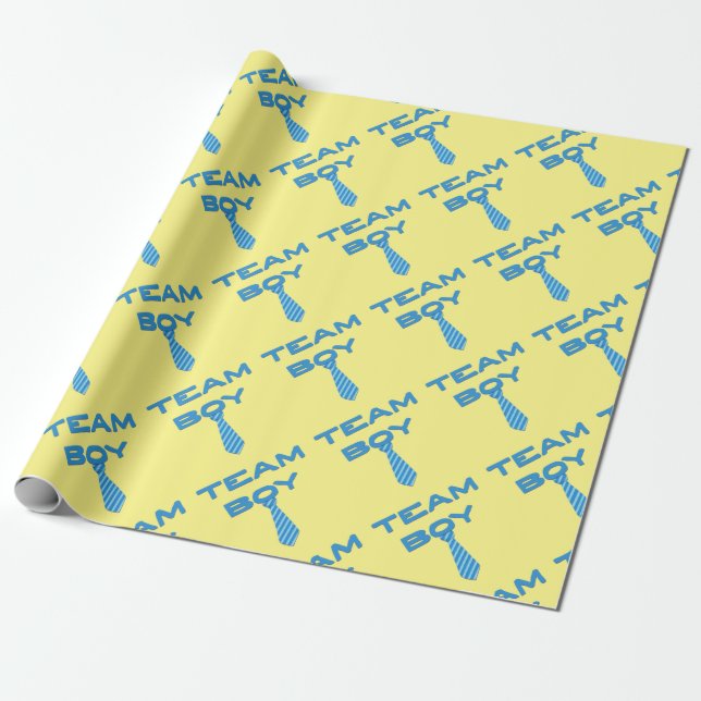 Team Boy Gender Reveal Wrap Wrapping Paper (Unrolled)