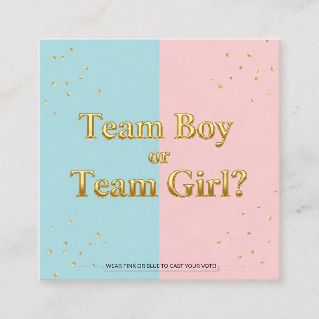Team Boy or Team Girl Gender Reveal Enclosure Card (Front)