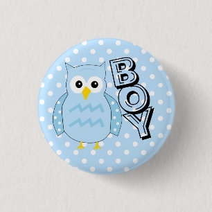 Team Boy Owl Baby Shower 3 Cm Round Badge