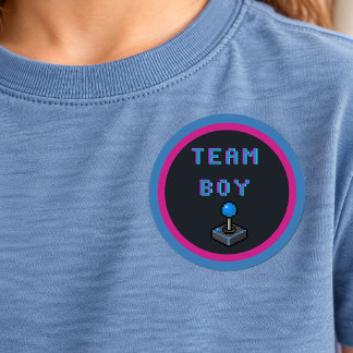 Team Boy Retro Arcade Gender Reveal Party Sticker