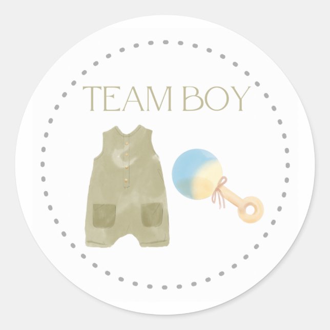 Team Boy Sticker Gender Reveal Party (Front)