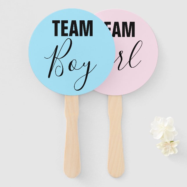 Team Boy & Team Girl Gender Reveal Party Sign Fans (Front and Back)