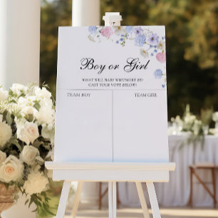 Team Boy Team Girl Wildflower Gender Reveal Voting Poster