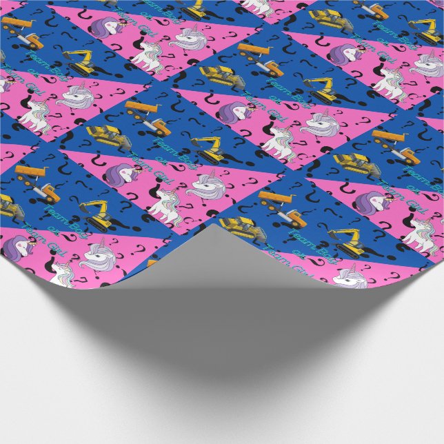 Team Boy vs Team Girl Heavy Equipment vs Unicorns  Wrapping Paper (Corner)