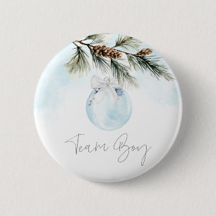 Team Boy Winter Gender Reveal 6 Cm Round Badge