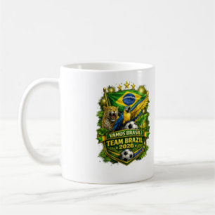 Team Brazil 2026 Jaguar & Macaw Soccer Fan  Coffee Mug