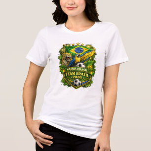 Team Brazil 2026 Jaguar & Macaw Soccer Fan Tri-Blend Shirt