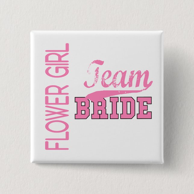 Team Bride 1 FLOWER GIRL 15 Cm Square Badge (Front)