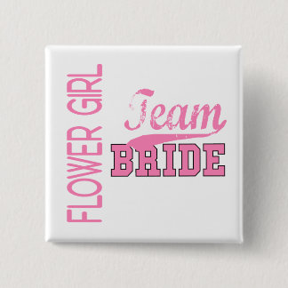 Team Bride 1 FLOWER GIRL 15 Cm Square Badge