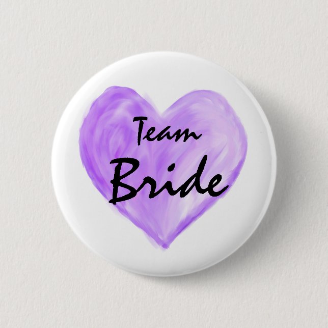Team Bride Abstract Paint Love Purple  Button (Front)