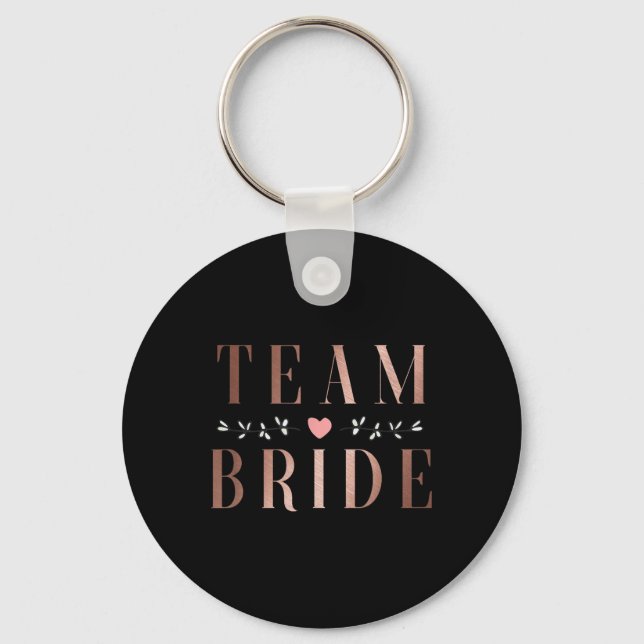 Team Bride Bachelor Bridal Shower Wedding Party Sq Key Ring (Front)
