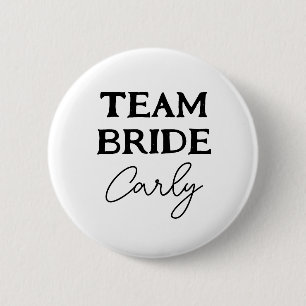 Team Bride Bachelorette Black And White Name 6 Cm Round Badge