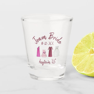 Team Bride Bridal Shower Bachelorette Party Gowns Shot Glass