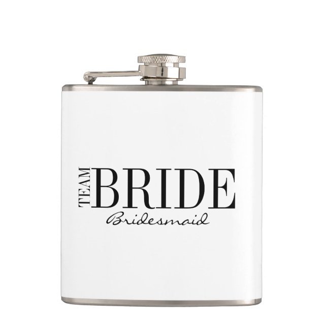 Team Bride Bridesmaid Bridal Party Flask (Front)