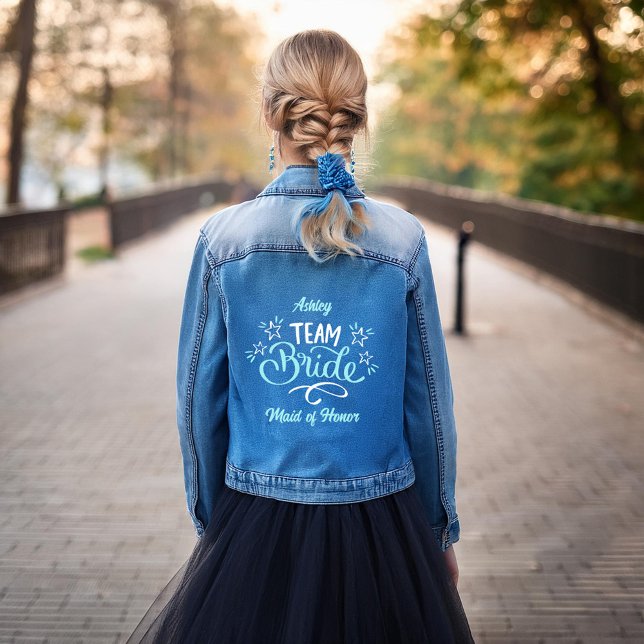 "Team Bride" Bridesmaids Maid of Honour Custom Denim Jacket (Creator Uploaded)