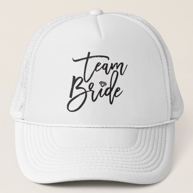 Team Bride Brush Diamond Bridal Party Wedding Cap (Front)