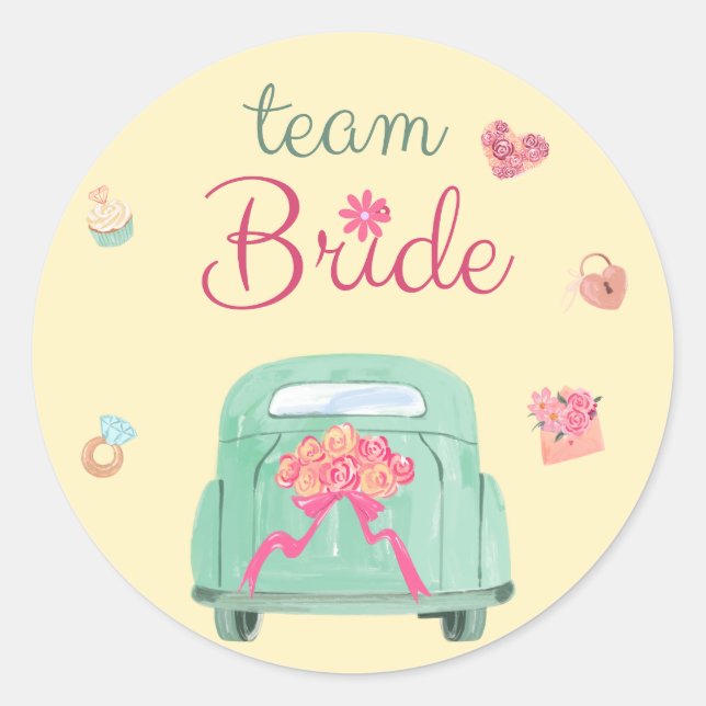 Team Bride Classic Round Sticker (Front)