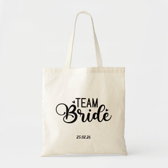 "Team Bride" Custom Date Tote Bag (Front)
