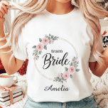 Team Bride Custom Elegant Pink Floral Gold Wedding Tri-Blend Shirt<br><div class="desc">Embrace romance on your big day! This beautiful Team Bride t-shirt features a delicate double gold hoop frame adorned with soft pink watercolor roses and lush greenery. Designed for the modern and feminine bridal party, it's the perfect choice for bridal showers, garden bachelorette parties, or getting ready photos on the...</div>