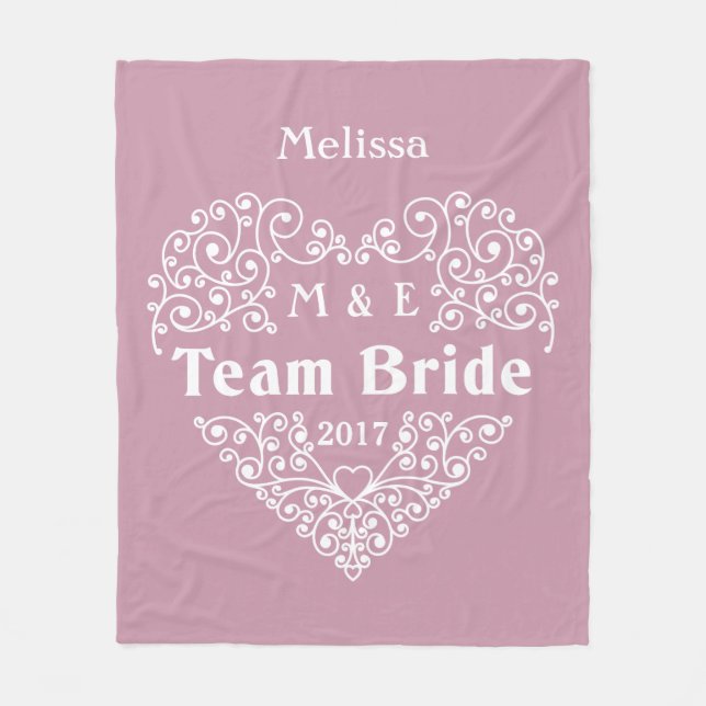 Team Bride custom monograms & year wedding blanket (Front)