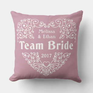 Team Bride custom names & year wedding pillows