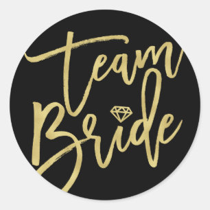 Team Bride Diamond Stylish Bridal Party Wedding Classic Round Sticker