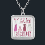 TEAM BRIDE Dress Wedding Party Bridesmaid Necklace<br><div class="desc">Necklace features an original marker illustration of a row of bridal party dresses,  with TEAM BRIDE in a fun font. A great bridal party gift!</div>
