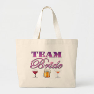Team Bride Drinks Bridesmaids Wedding Bridal Party Large Tote Bag