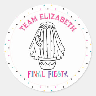 Team Bride Final Fiesta Cactus Bachelorette Classic Round Sticker