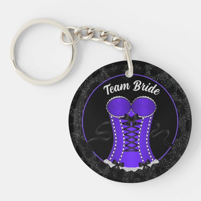 Team Bride Flirty Purple Corset Key Ring (Front)