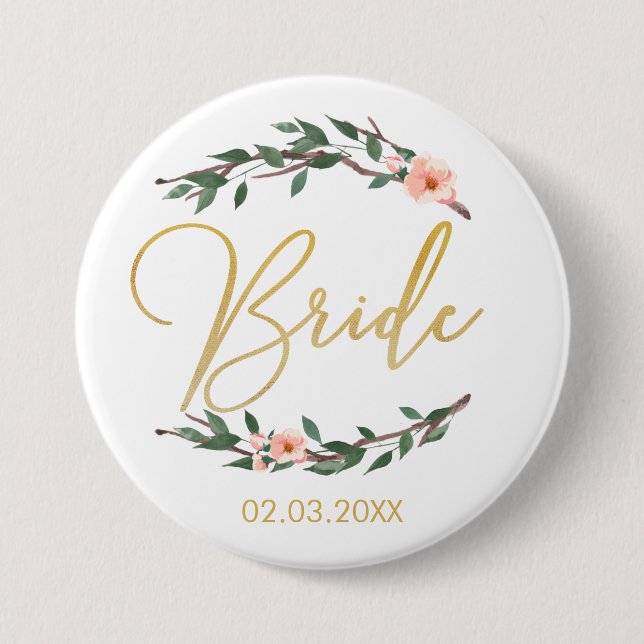 TEAM BRIDE FLORAL BUTTON (Front)