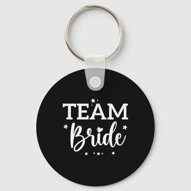Team Bride Flower Bachelorette Bridal Shower Bride Key Ring (Front)