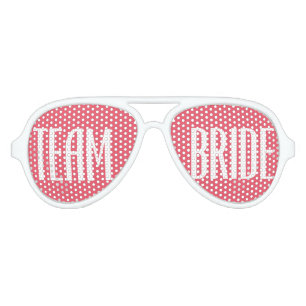 Team Bride Girly Pink and White Elegant Sunglasses