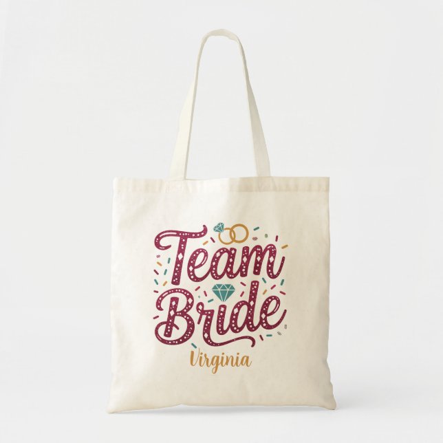 Team Bride Glitter Party Tote Bag Bridesmaid Favor (Front)