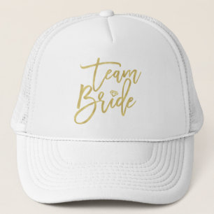 Team Bride Gold Diamond Bridal Party Wedding Cap