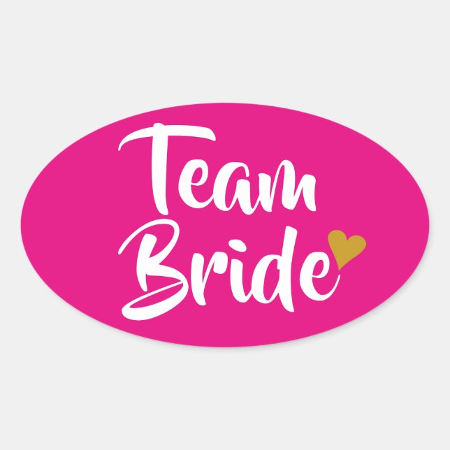 Team Bride Gold Heart Oval Sticker (Front)