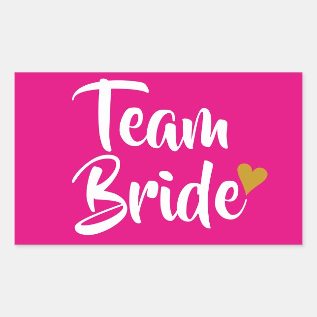 Team Bride Gold Heart Rectangular Sticker (Front)