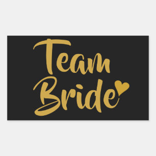 Team Bride Gold Heart Rectangular Sticker