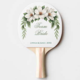 Team Bride Groom Magnolia Winter Wedding Pine Tree Ping Pong Paddle