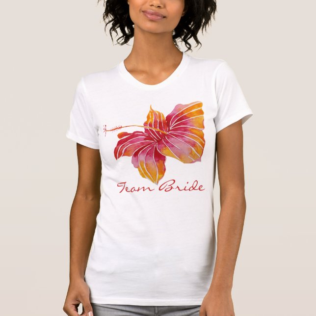Team Bride | Hawaiian Hibiscus Flower T-Shirt (Front)