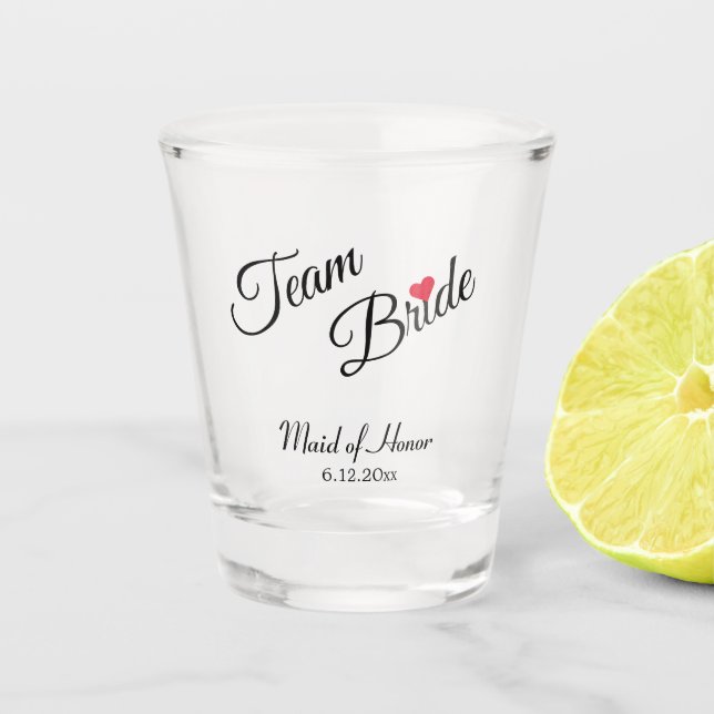 Team Bride | Maid of Honour Personalised Gift Shot Glass (Front)