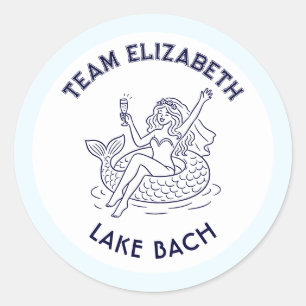 Team Bride Mermaid Lake Bach Preppy Bachelorette Classic Round Sticker